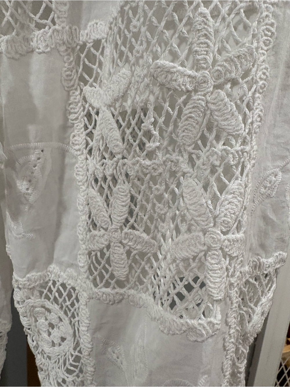 NWT Altar’d State White Lace Crochet Patchwork Wide Leg Pants Size M - Picture 2 of 8